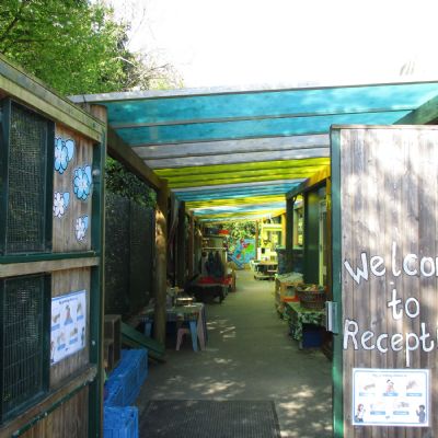 The entrance to our Reception classrooms